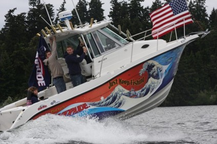 American Flag Boat Wrap